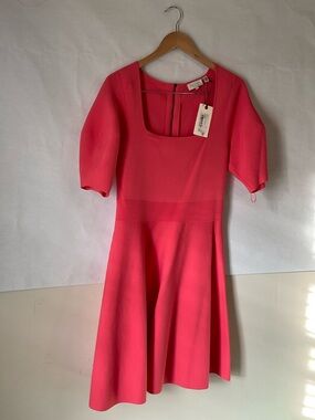 Ted Baker Hot Pink Square-Neck Fit & Flare Mini Dress